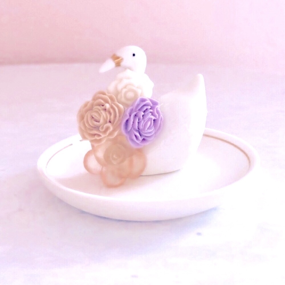 New Bundle Handmade Flower Boho Adjustable Lilac Cream Peach Nude Rings